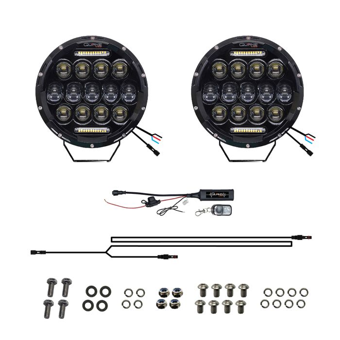 2PC 7IN 45W COMBO BEAM OFFROAD ROUND RGB ACCENT WORK LIGHT AMBER MARKERS