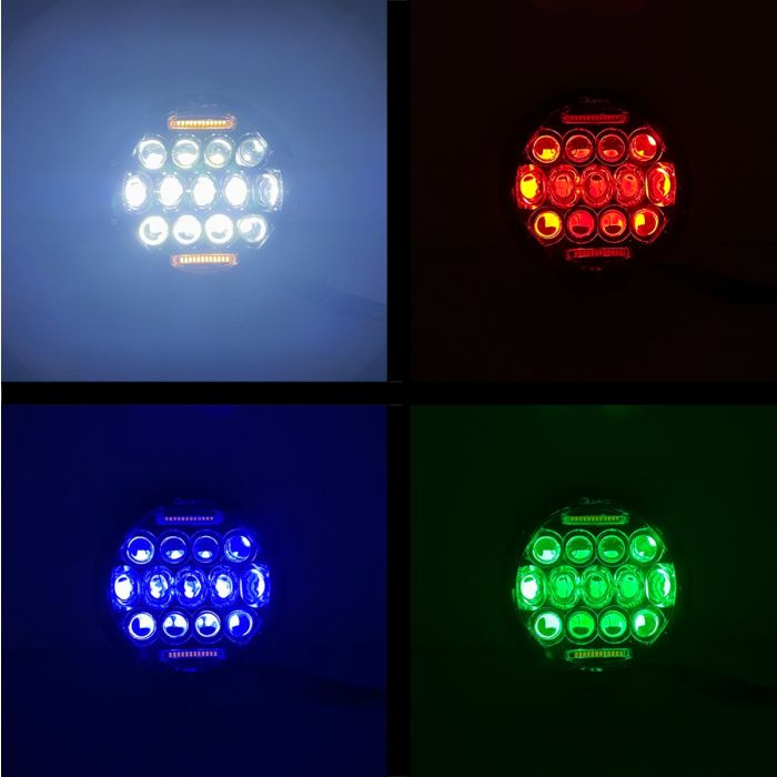 2PC 7IN 45W COMBO BEAM OFFROAD ROUND RGB ACCENT WORK LIGHT AMBER MARKERS