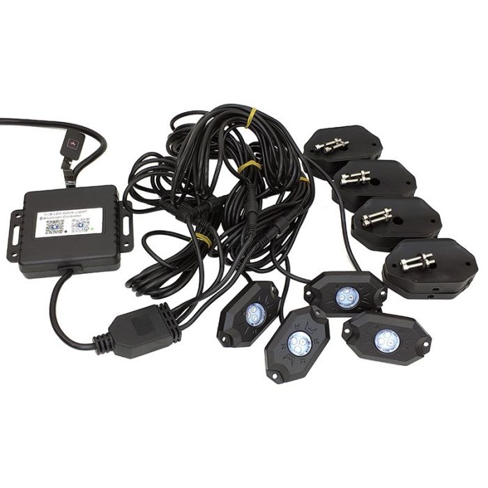 4 Piece RGB Accent Rock Lights (Controller Included) Quad-Lock