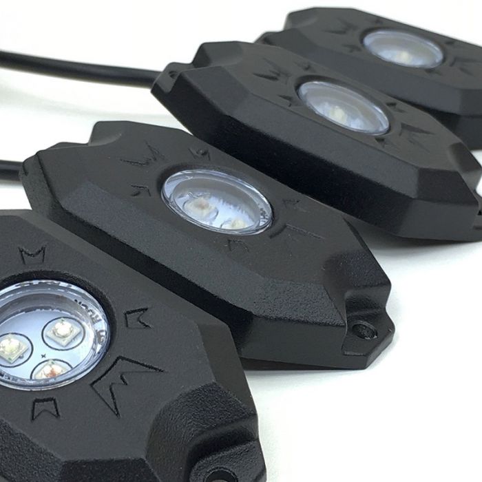 4 Piece RGB Accent Rock Lights (Controller Included) Quad-Lock